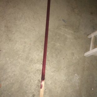 staining a trim piece to fill gap between wall and built in fridge.