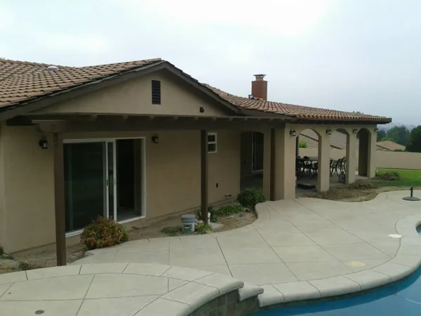 master bedroom addition with walk in clost and onsuite on left. covered patio to the right