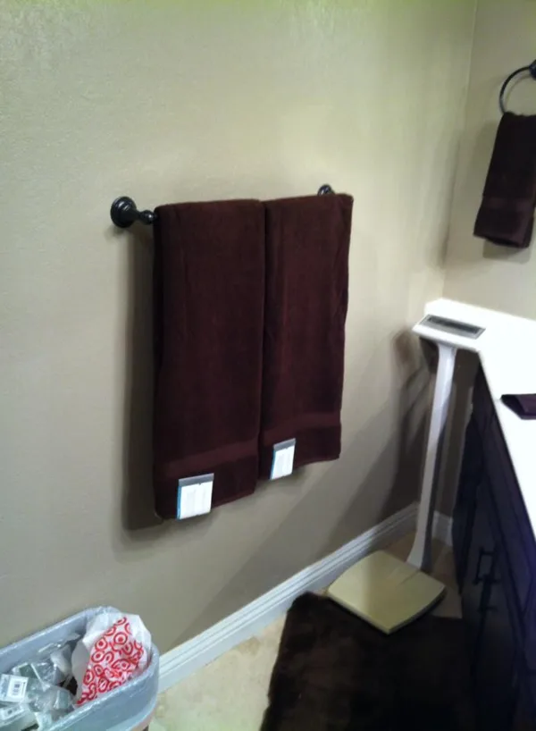 installed new towel holder and staged with new towels