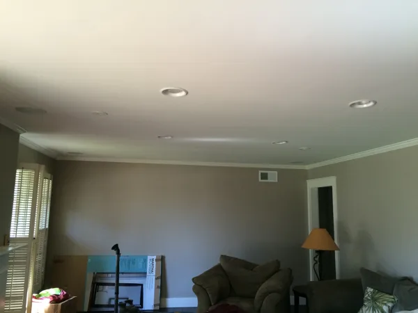 installed crown moulding and lights
